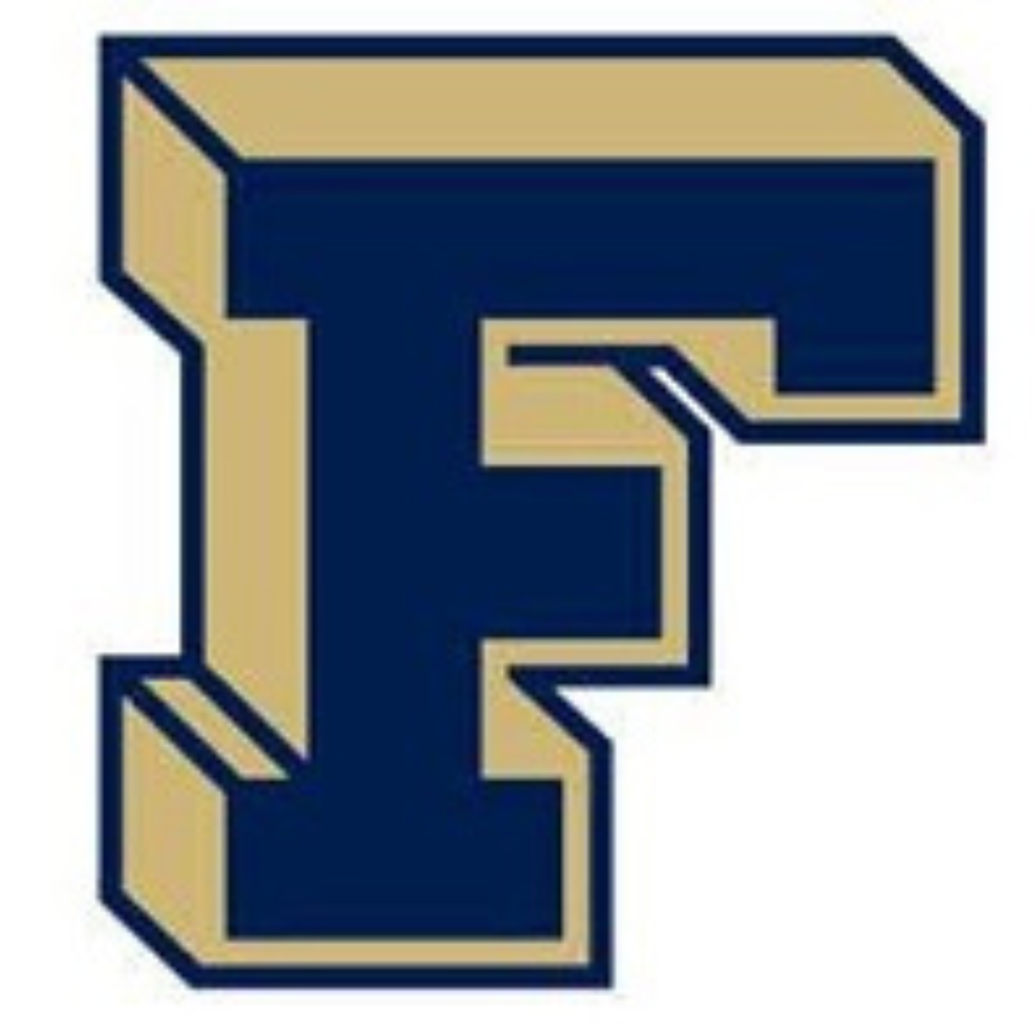 The letter F in blue and gold