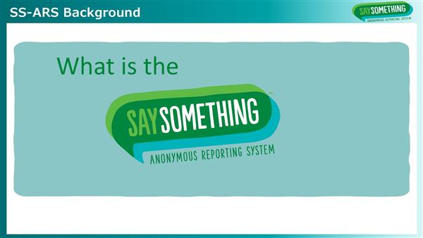 What is the Say Something Anonymous Reporting System Cover Page