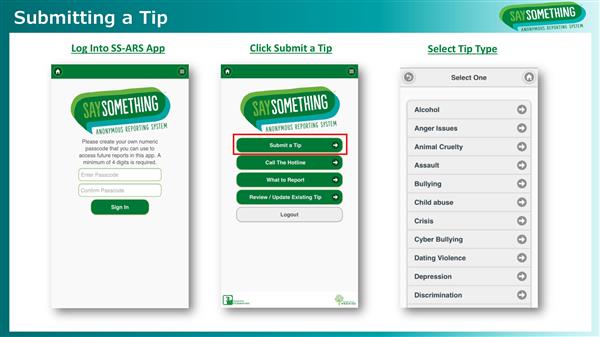 Say Something Anonymous Reporting System Steps to Submit a Tip