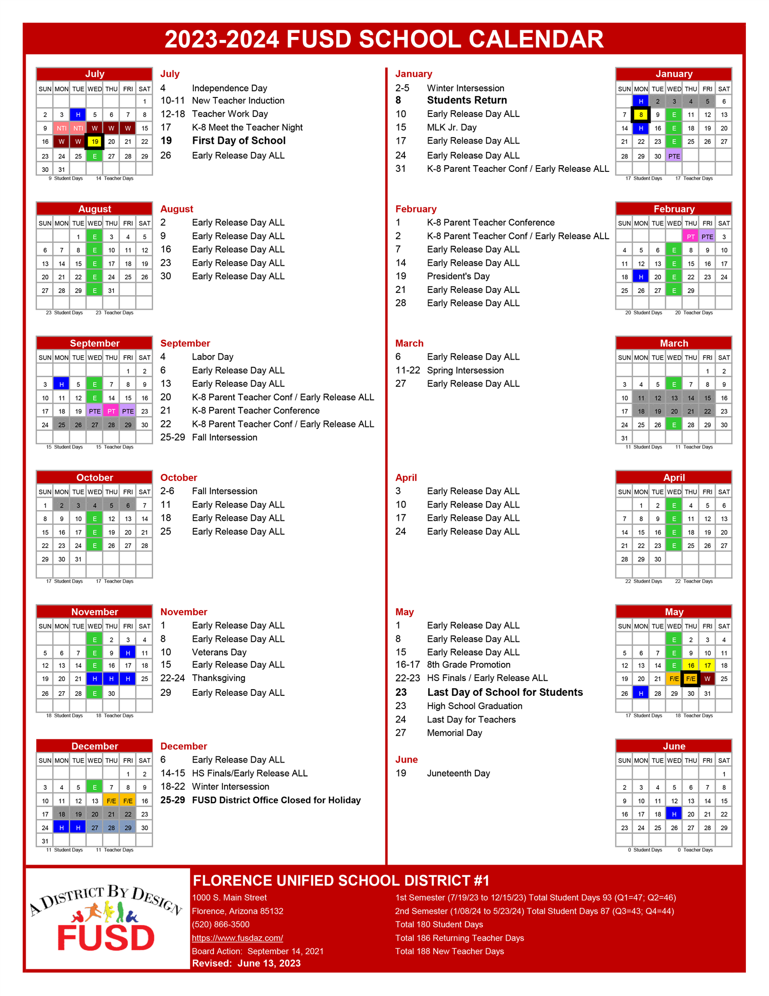 2023-2024 District Approved Year Calendar