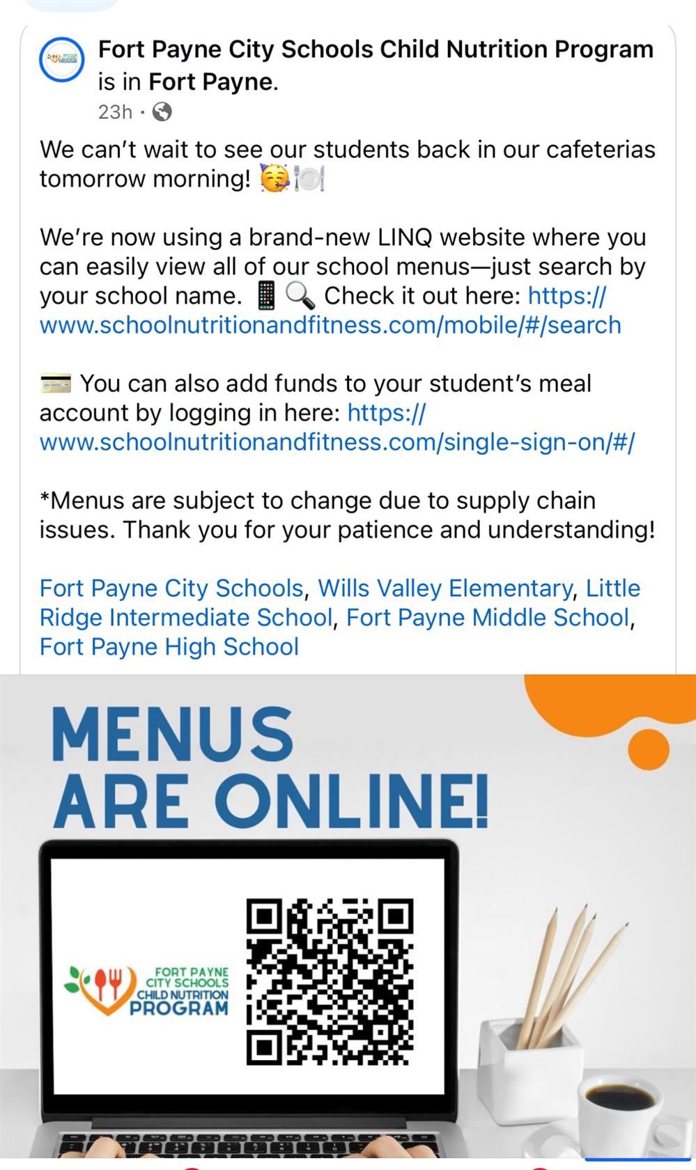  FPCS School Menus