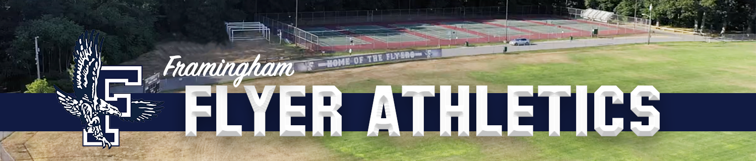 Framingham Flyer Athletics with tennis courts and fields in the background