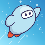 Light blue SORA astronaut mascot flying on a blue background