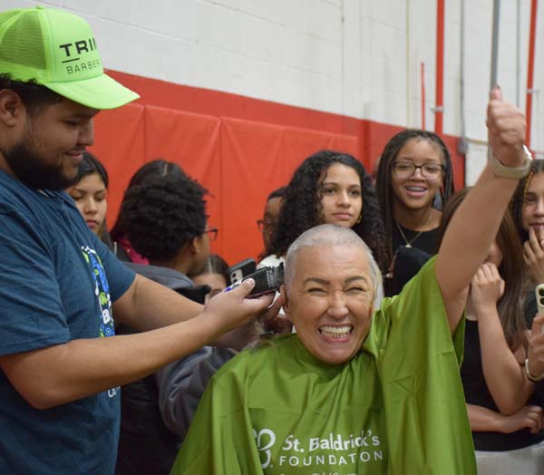 Dodd Middle School hosted its inaugural St. Baldrick’s Day head-shaving fundraiser on March 20 gathering district administrators, teachers, staff, students and community members in a remarkable show of support for pediatric cancer.