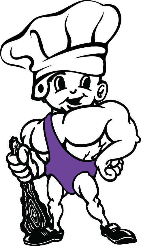 Roscoe the Little Giant wearing a chef's hat