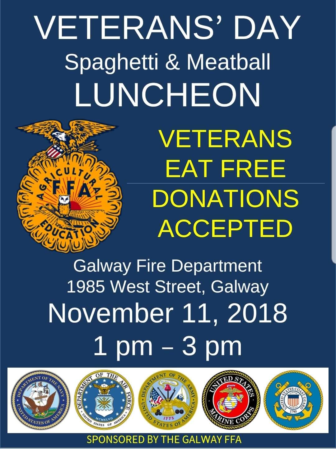 This is the image for the news article titled Galway FFA Hosting a Veterans Luncheon