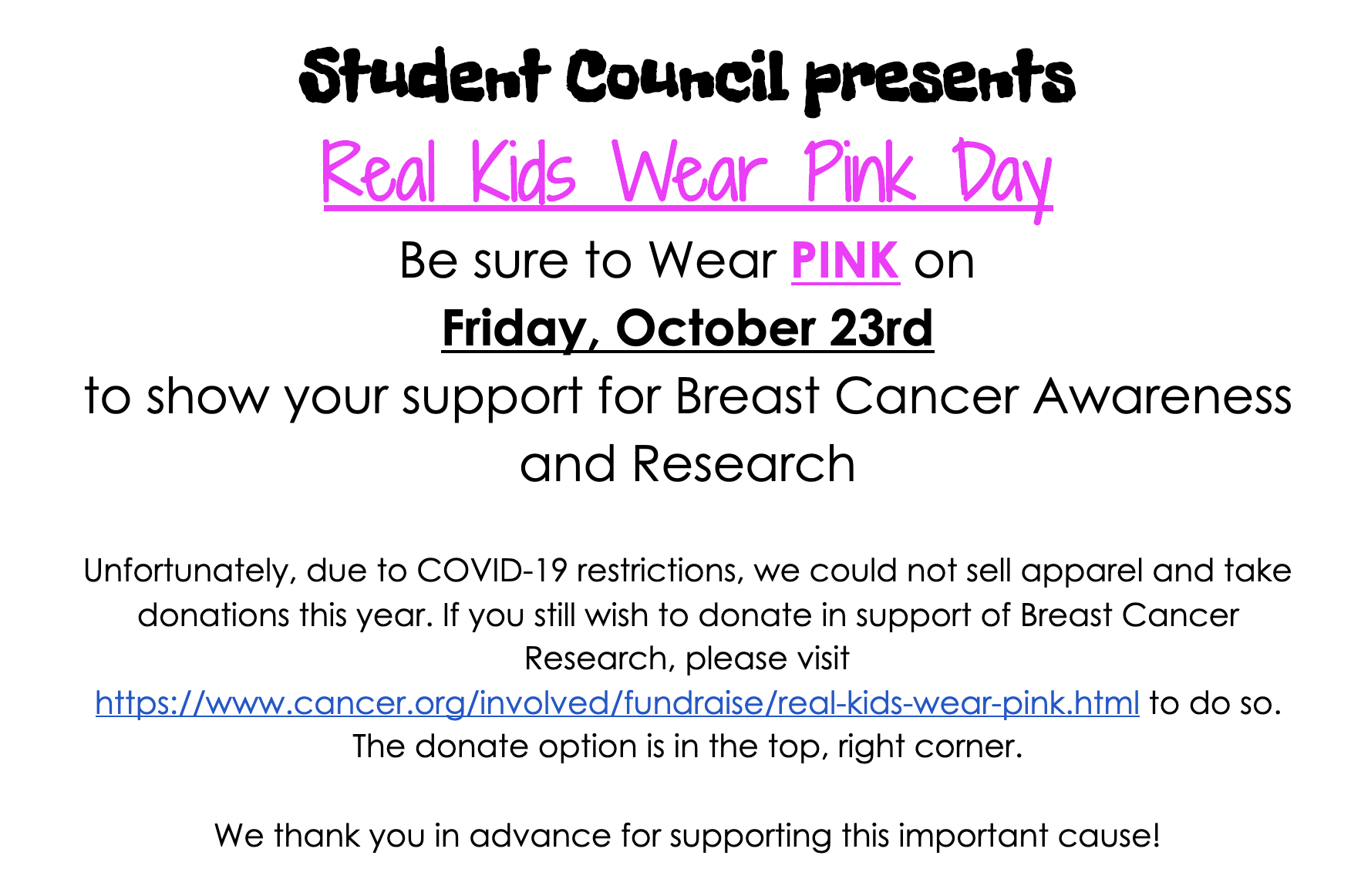 This is the image for the news article titled Real Kids Wear Pink Day