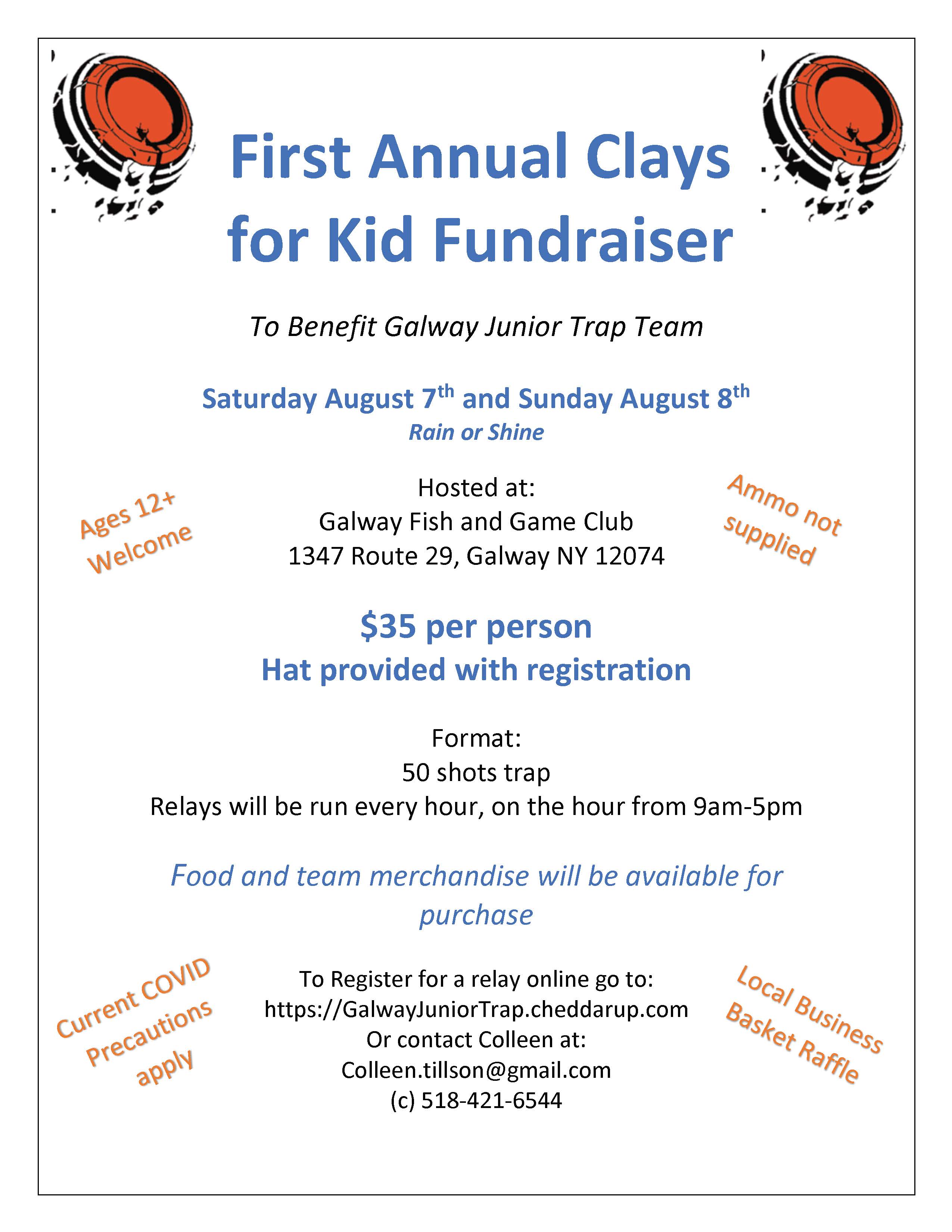 Clays for Kids Fundraiser August 7-8, 2021