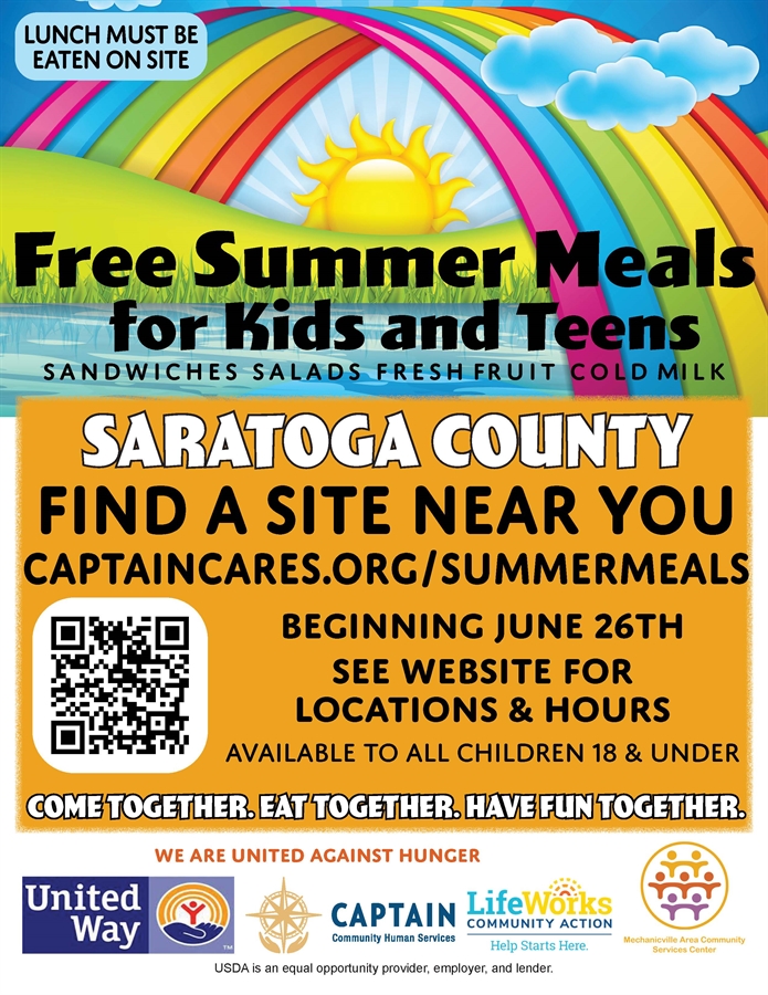 Free summer meal sites in Saratoga County for kids and teens