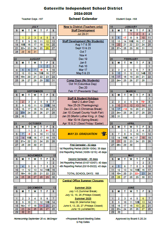 2024 - 2025 School Calendar Featured Photo