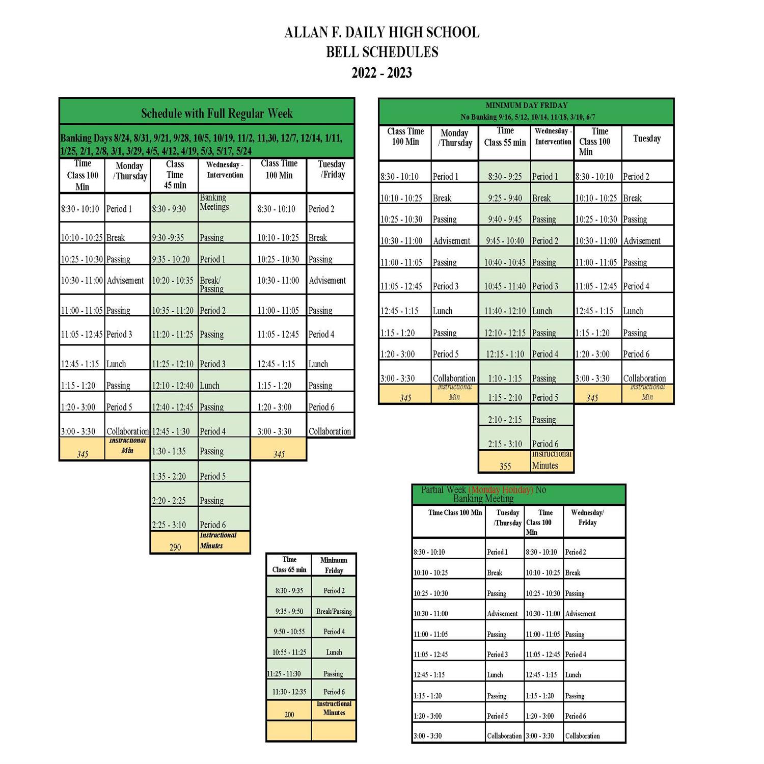 2022 -23 Bell Schedule