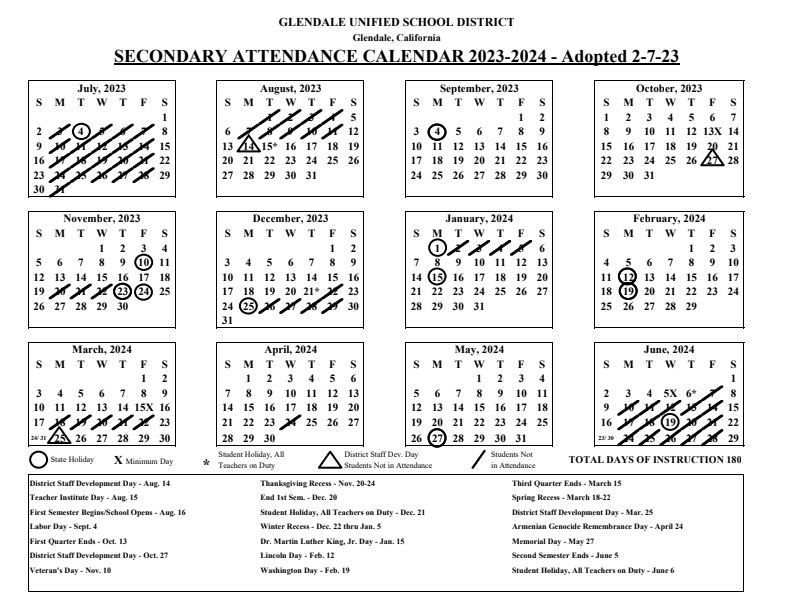 23-24 GUSD Attendance Calendar