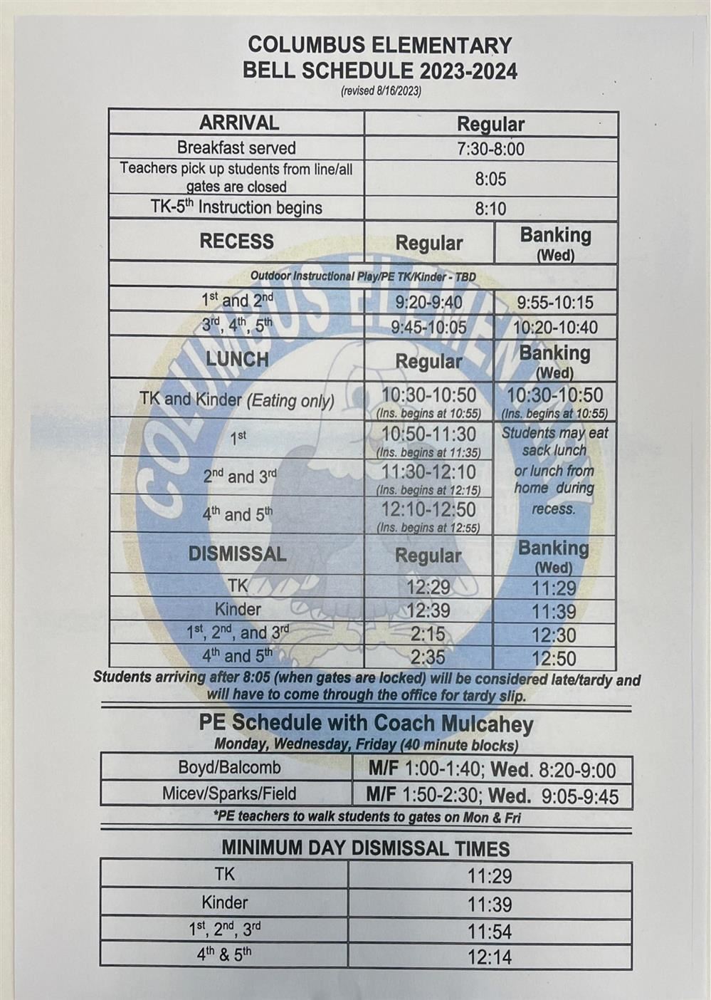 BELL SCHEDULE 23-24