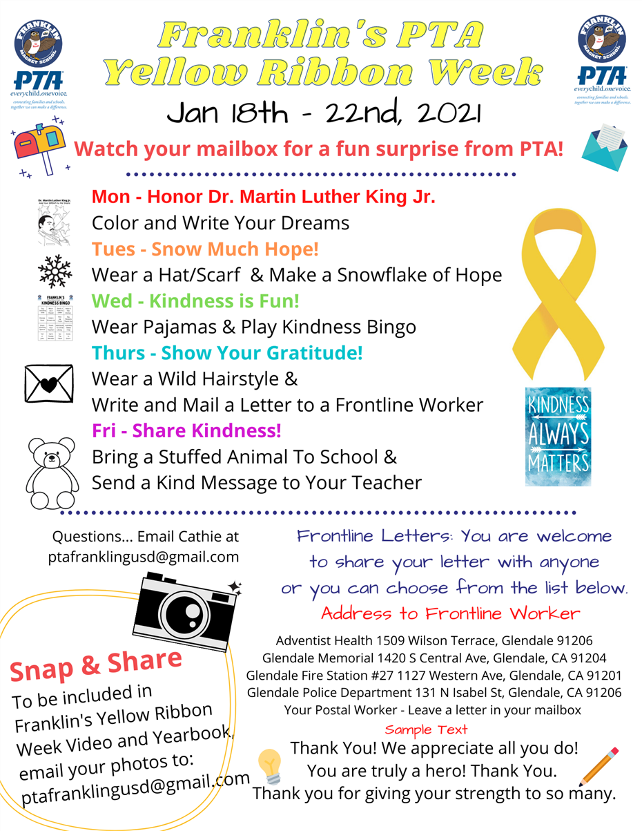 Franklin PTA Yellow Ribbon Week 