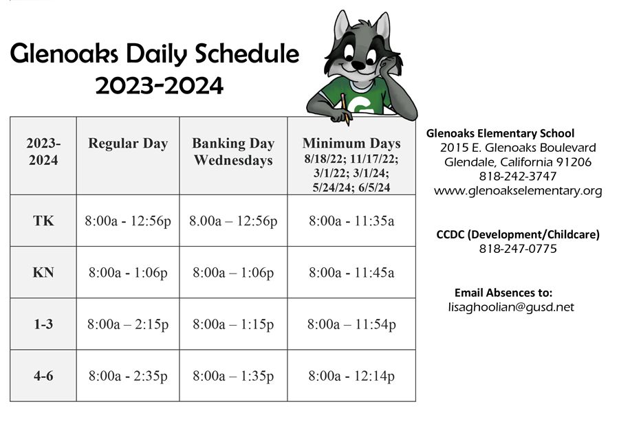 Bell Schedule 2023-2024