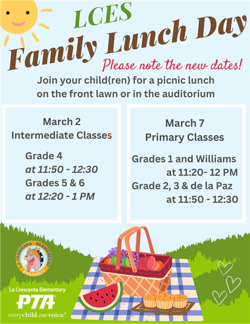 Family picnic lunch day flyer with times