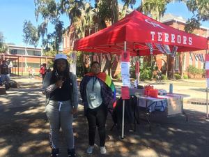 Glynn Academy freshmen Daija Chatman and Joshua Grey sing along to karaoke during the school’s suicide prevention event Wednesday.