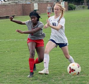 Glynn Academy\'s Allana Antah scores against Effingham County at Glynn County Stadium last season.