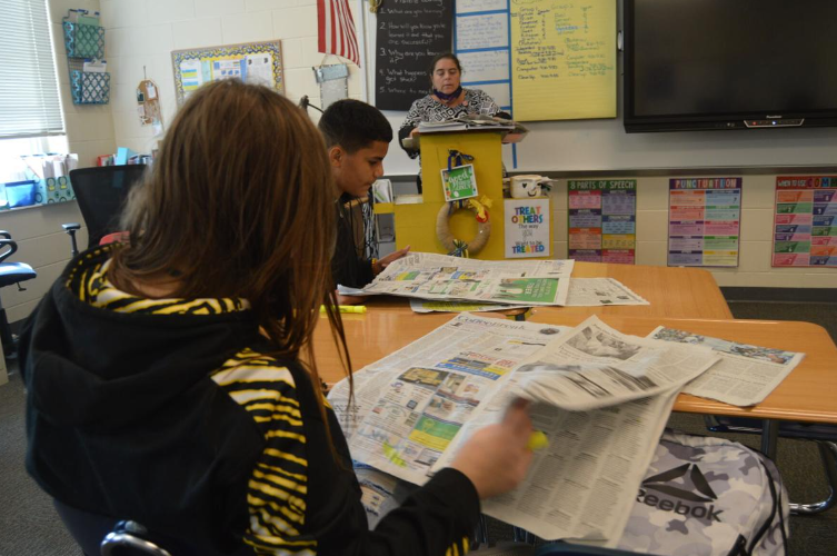 Amy Owens, a teacher at Brunswick High School, uses The Brunswick News in her classroom to encourage reading.
