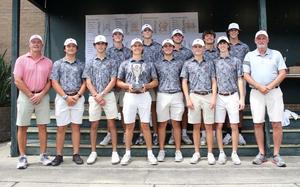 The Glynn Academy boys golf team poses for a photo after winning the GHSA Class 6A Golf State Championships at Jekyll Island Golf Club.