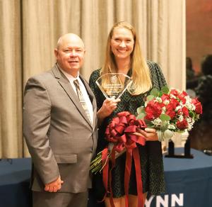 Superintendent Scott Spence and Laura Bersticker, 2024-2025 Glynn County Teacher of the Year.