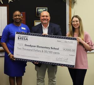 Principal Dr. Oatanisha Dawson, left, Mr. Richard Smith with First District RESA, and Mrs. Melanie Cannon, school counselor.