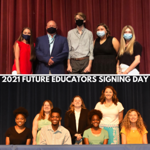 Student teachers pose for photo at Future Educator Signing Day ceremonies.
