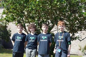 Fourth-graders Abbott Johnson, from left, Boston Riley, Tanner Lochstampfor and Griffin Goldstone organized a new group this year called the Green Leaves Club at Satilla Marsh Elementary to promote sustainability, reforestation and other eco-friendly initiatives.