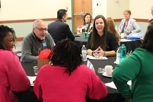 2023-2024 Connect Glynn Externs participate in roundtable discussions with local employers.