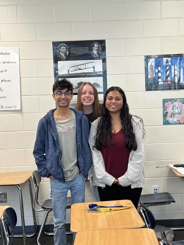 Manas Patel, from left, Madigan Kirkland, and Emily Dey.