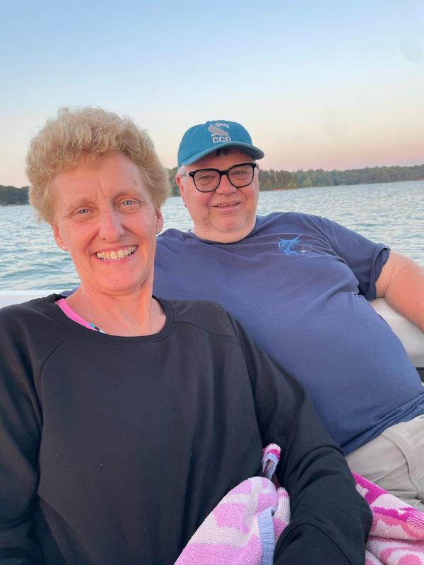 Wendy Mitchell and her husband.