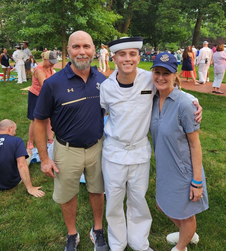 Glynn Academy graduate and U.S. Naval Academy freshman David Stanphill is joined by parents Reed and Jennifer Stanphill before embarking on his Plebe Summer in Annapolis, MD.