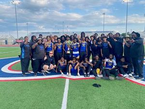 The Brunswick High boys track and field team poses for a photo after winning the Region 2-6A championship in Grovetown.