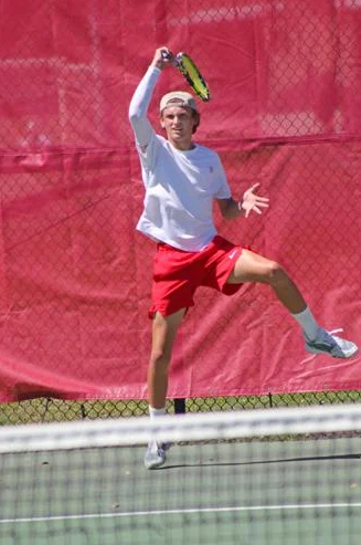 Glynn Academy\'s Cameron Gazaway competes at the No. 1 singles line during the championship match in the Region 2-6A Tournament.