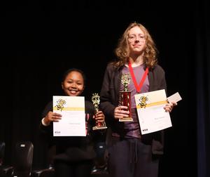 Jazlin Frierson, left, and Riley Norman are the 2024 County Spelling Bee Alternate and Winner, respectively.