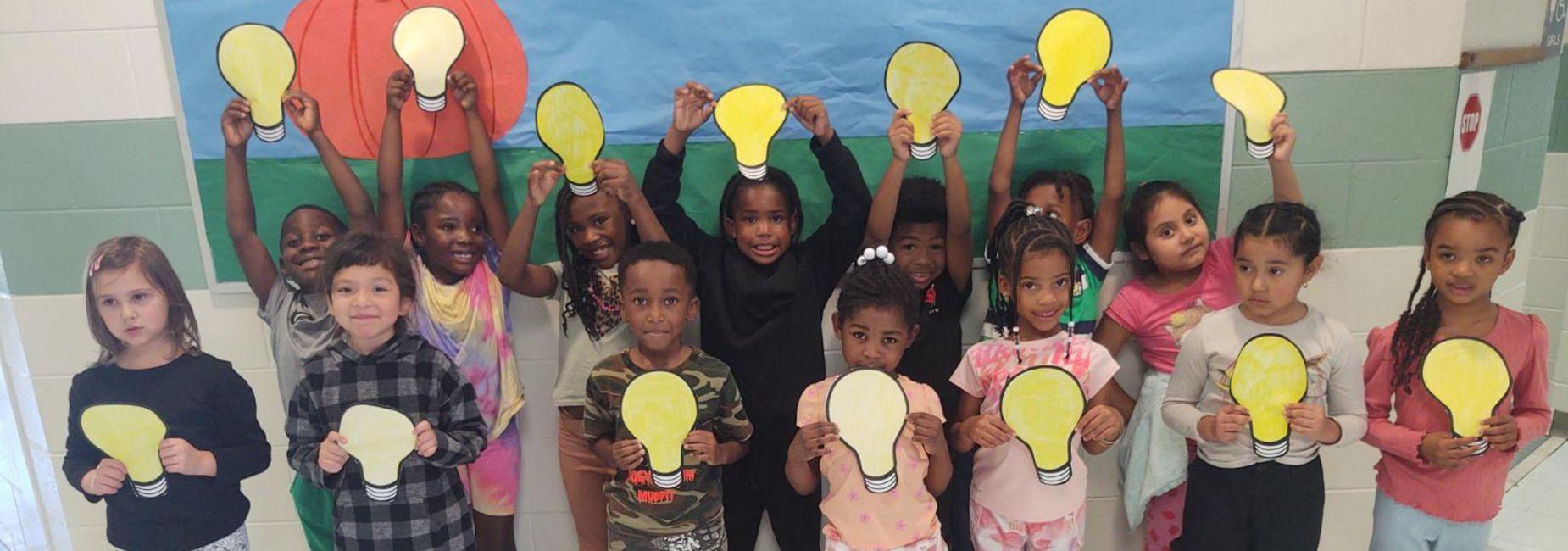 Goodyear Elementary students participate in #LightBulbChallenge in support of afterschool programming.