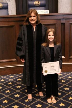 Kid Lieutenant Governor June Humphries with Supreme Court Justice Shawn LaGrua.