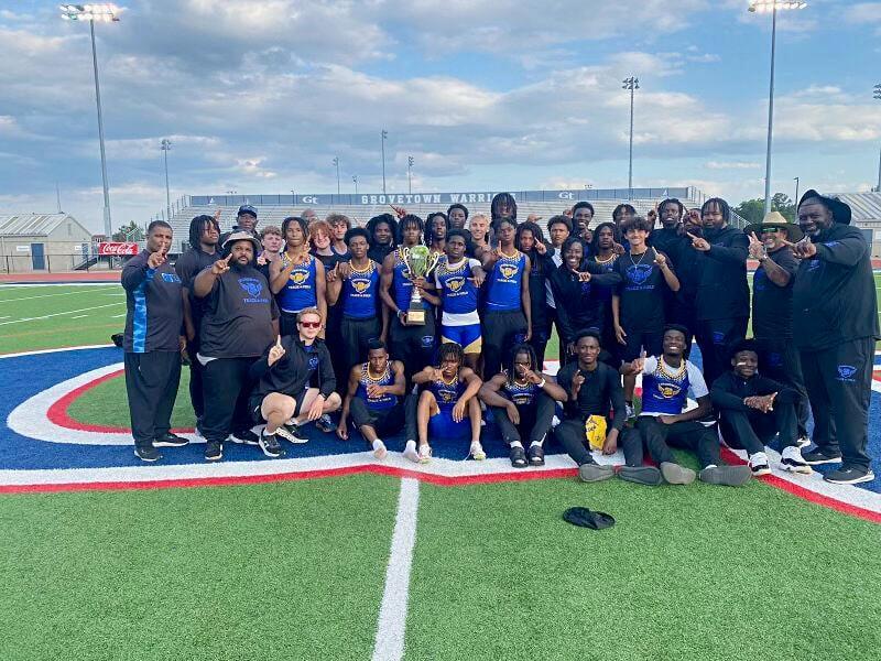 The Brunswick High boys track and field team poses for a photo after winning the Region 2-6A championship in Grovetown.