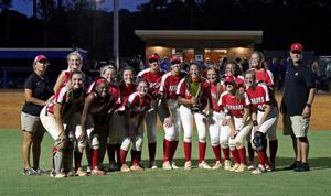 Glynn Academy poses with the Softball City Championship trophy after beating Brunswick High.
