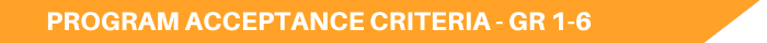Program Acceptance Criteria - Gr 1-6