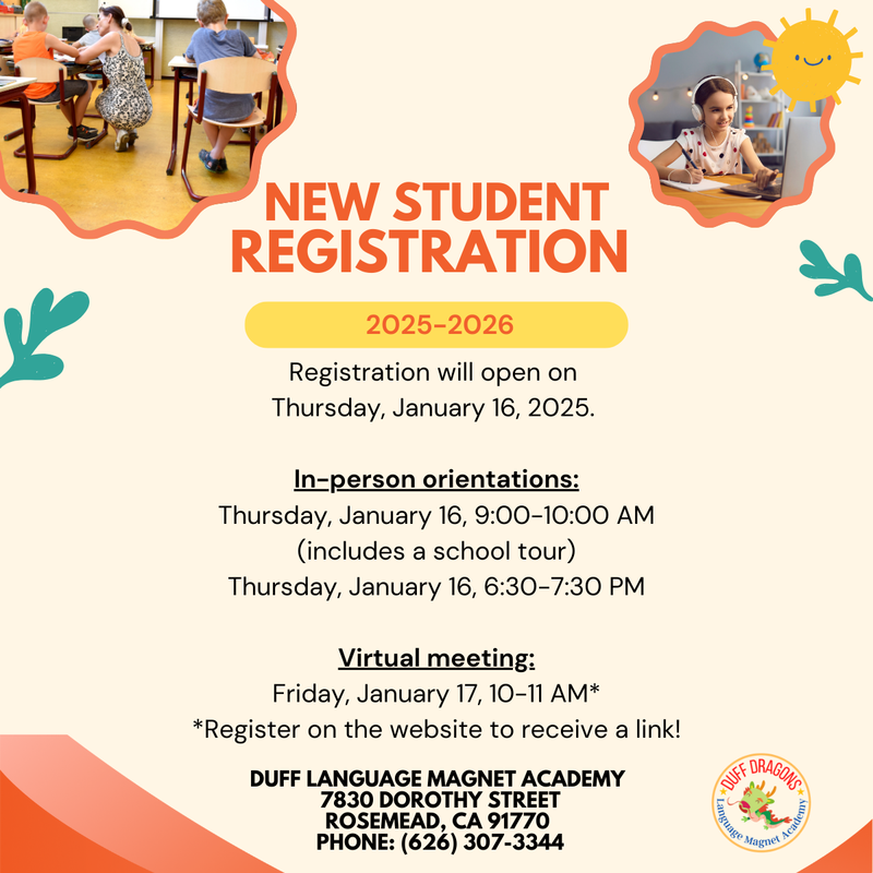 New Student Registration - New Date!