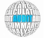 Audit word inside of a globe made up of words relating to 'Audit'