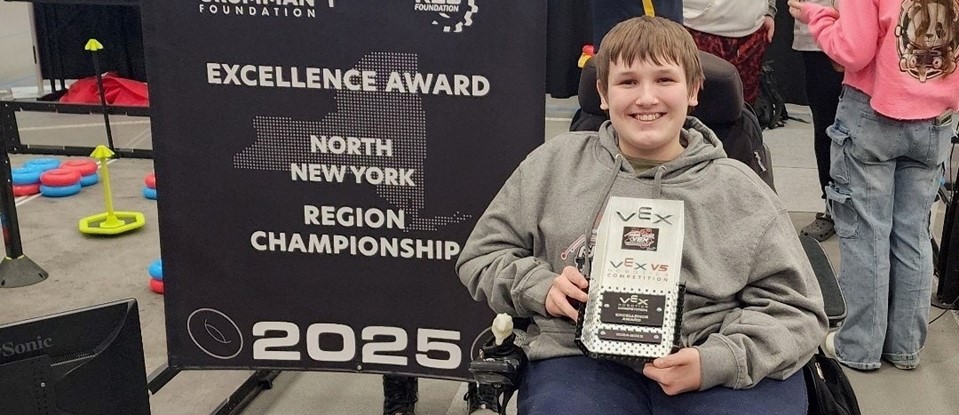 young award recipient at robotics championships
