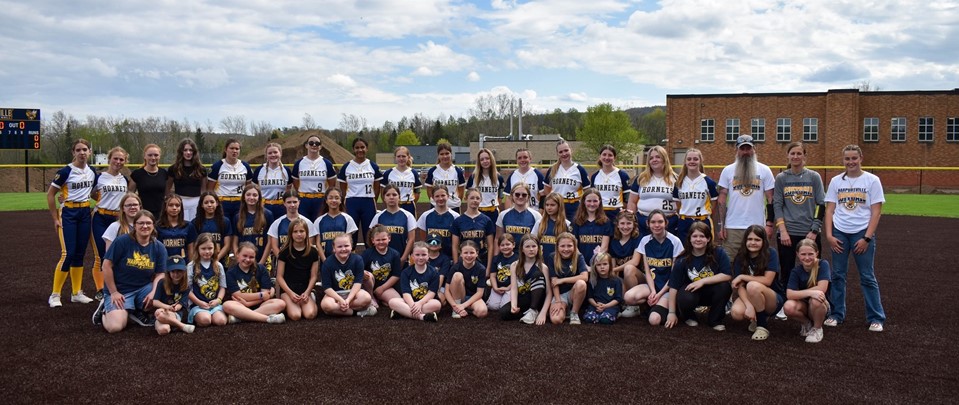 new softball field with all players