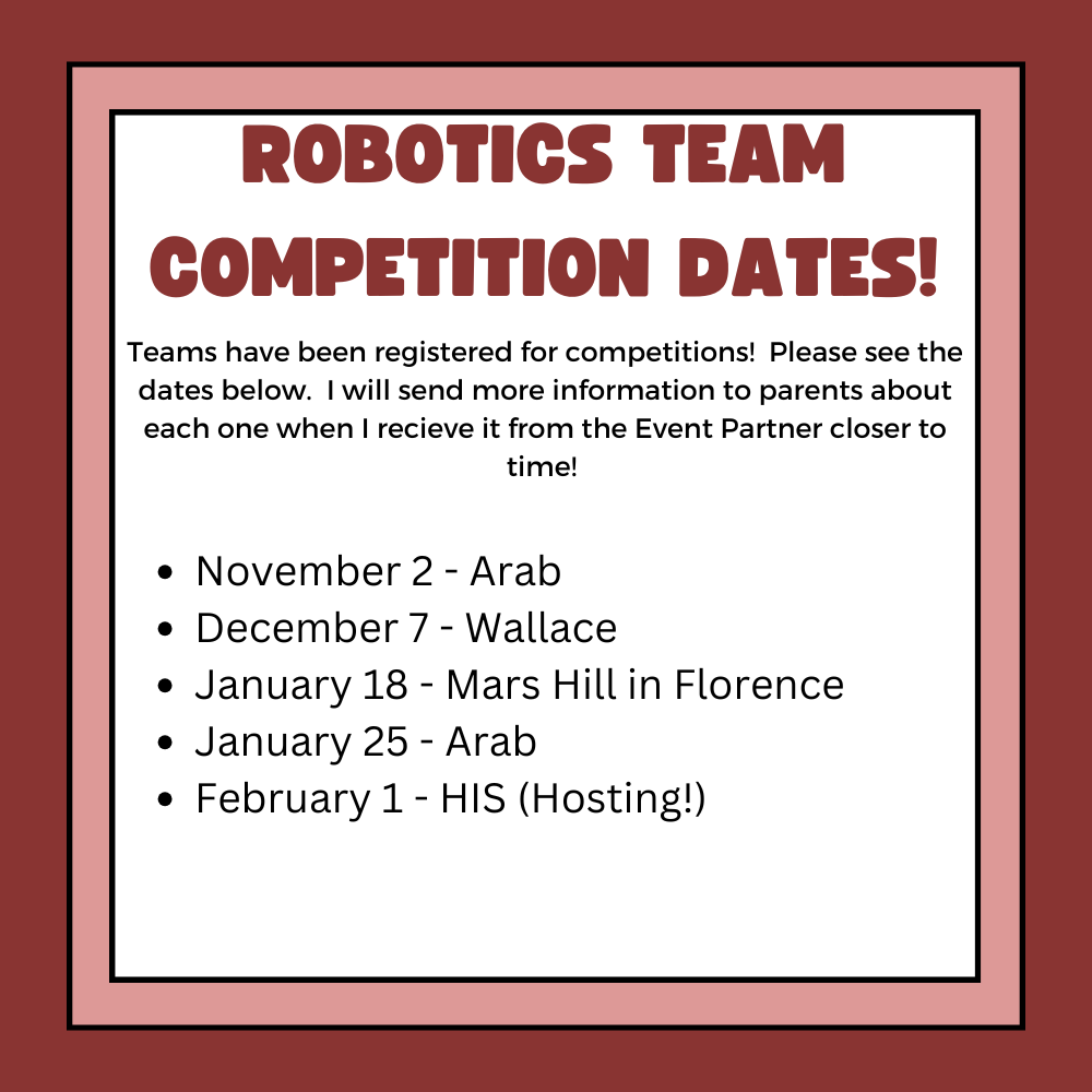 Robotics Team Competition Dates