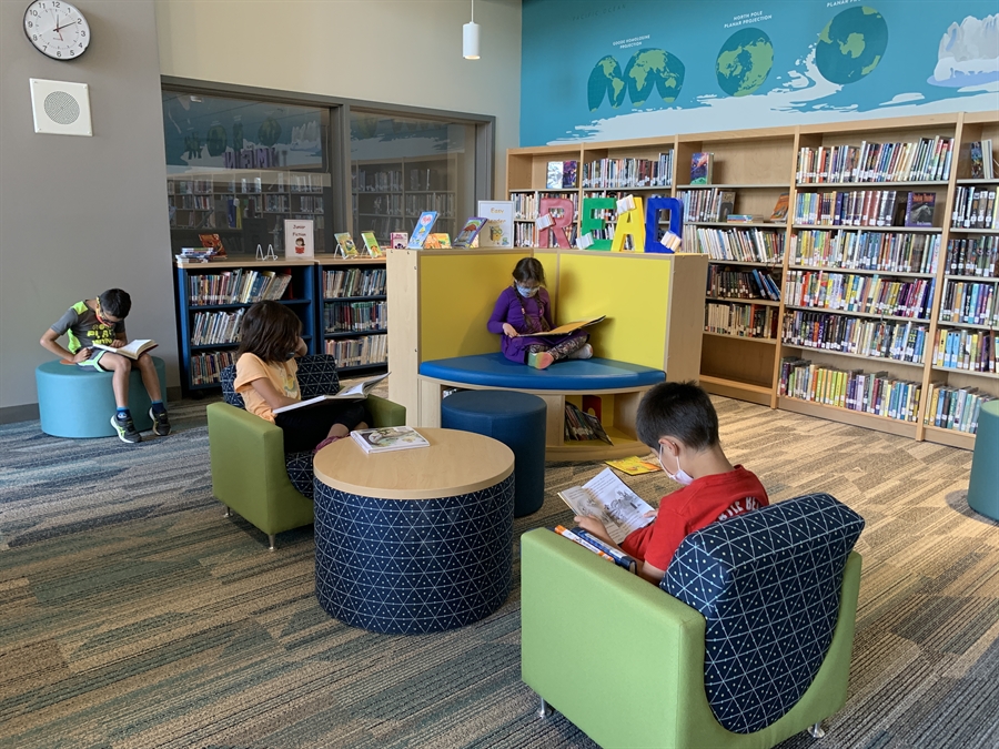 Student Reading in Media Center