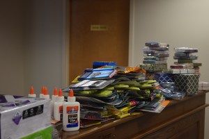 Thousands of school supplies were donated to the middle school and high school
