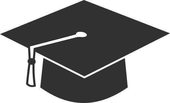 the image is of a black graduation hat with a white tassle