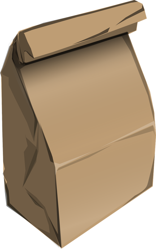 the image is a piece of clipart depicting a brown paper lunchbag