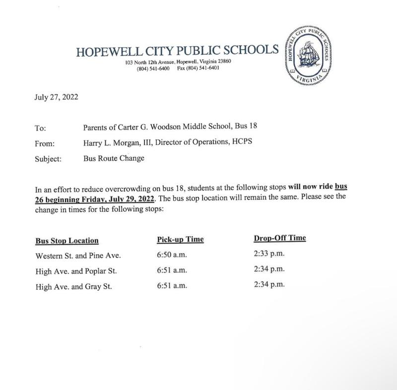 Updated Bus Route Letter